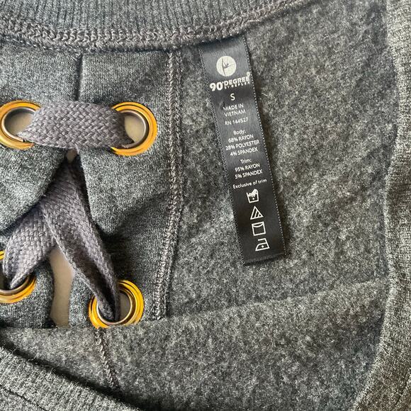 90 Degree by Reflex Women’s Long Sleeve Soft Blouse size S, Solid Gray,Open Back - Picture 5 of 6